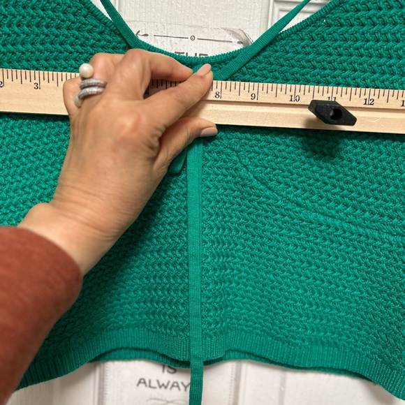 Free People Beach Crochet Halter Green Sweater Size Small - Picture 9 of 11
